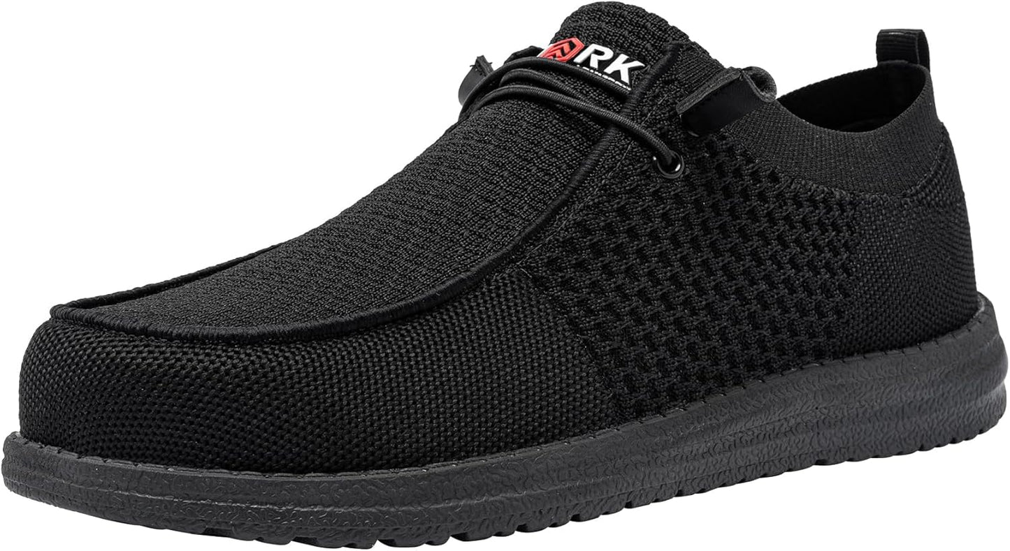 LARNMERN Slip On Steel Toe Shoes for Men - Lightweight Comfort