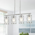 4-Light Kitchen Island Lighting Brushed Nickel Linear Chandelier