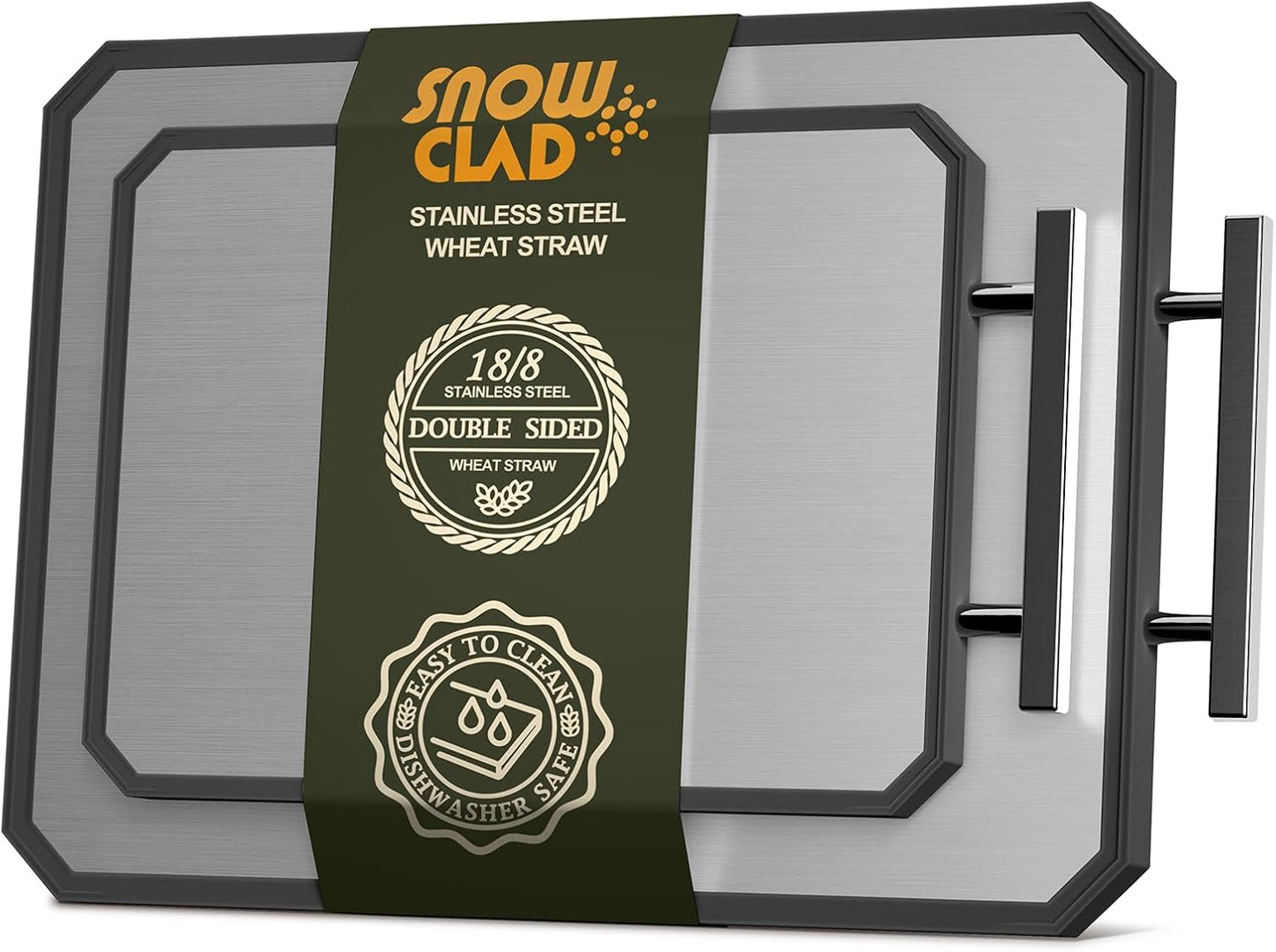 SNOWCLAD Stainless Steel Cutting Board Set for Kitchen Use