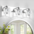 Crystal Vanity Lights 3-Light Bathroom Fixture - Chrome Finish