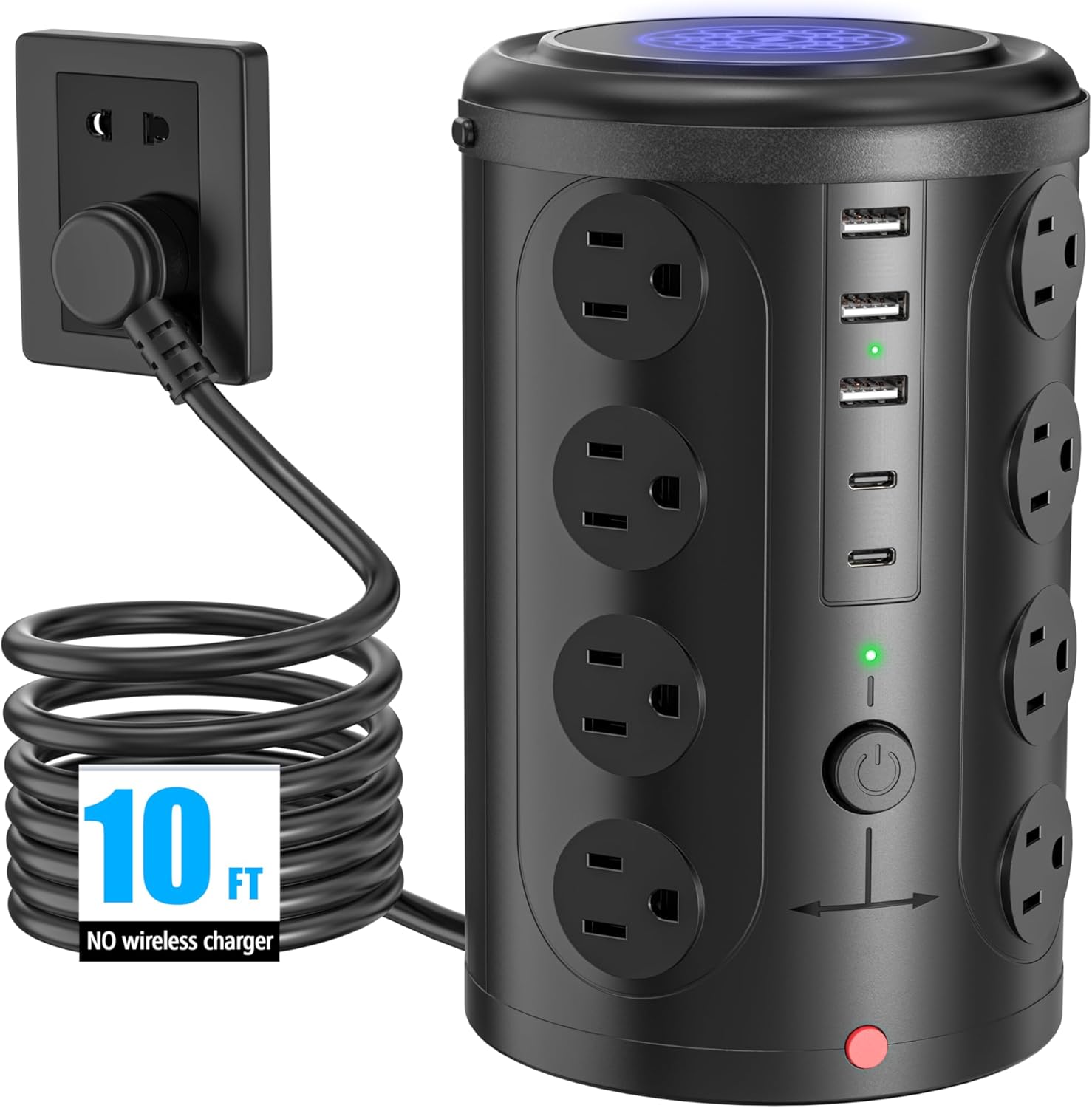Power Strip Surge Protector Tower with 16 Outlets and USB Ports