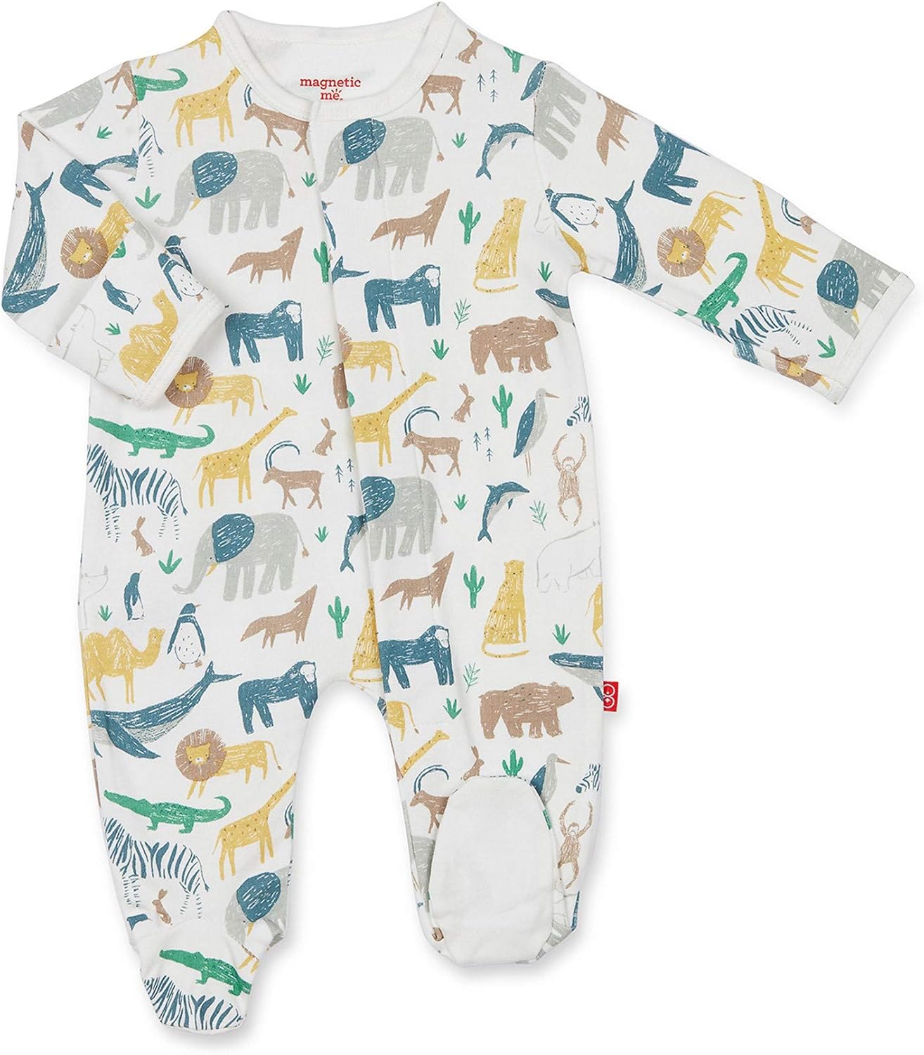 Magnetic Me Organic Cotton Baby Footie Pajamas for Easy Dressing