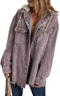 Corduroy Color Block Hooded Shacket Jacket - Cozy Fall Staple