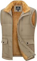 Mens Winter Fleece Lined Puffer Vest - Warm Quilted Sherpa Jacket