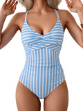 B2prity Women One Piece Swimsuit - Tummy Control Front Cross V Neck