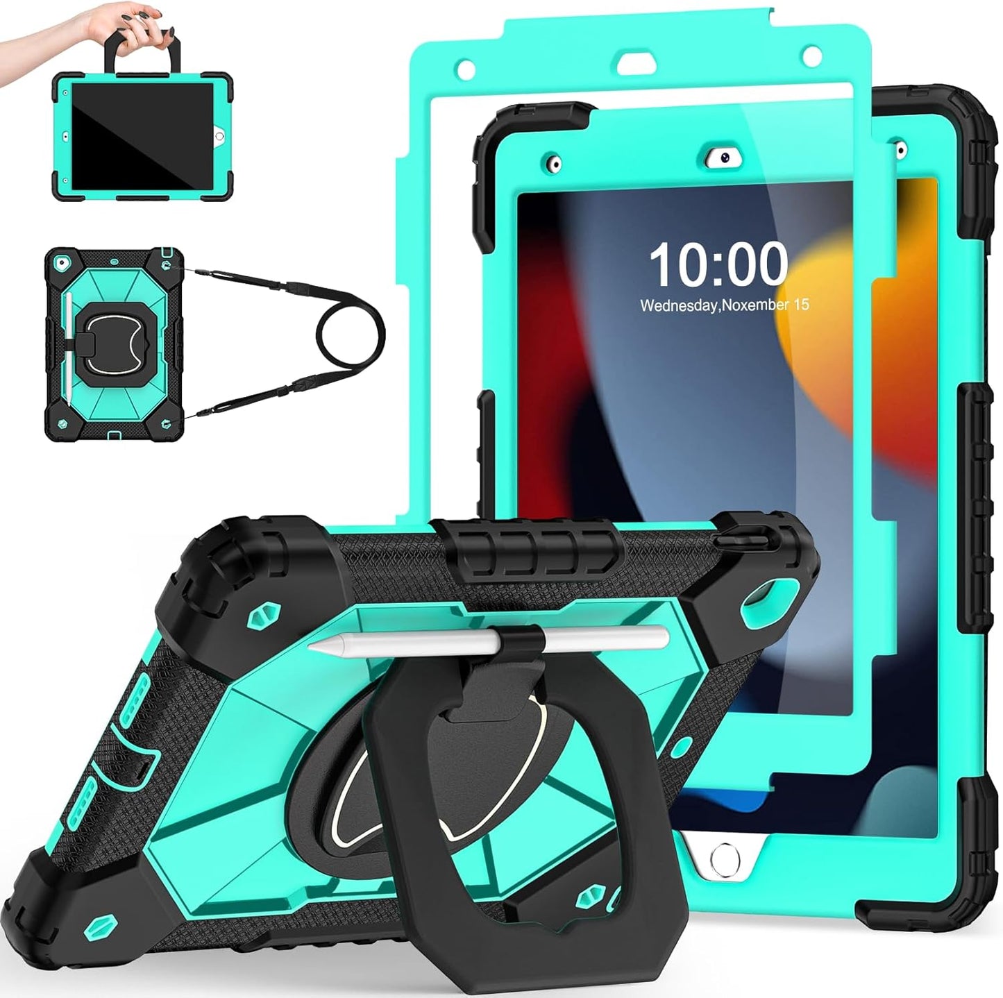 iPad 9th 8th 7th Generation Case with 360 Rotating Stand