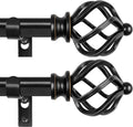KAMANINA 2 Pack Curtain Rods 32 to 86 in - Adjustable Black Rods