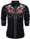 COOFANDY Men's Western Embroidered Cowboy Shirt - Slim Fit Cotton