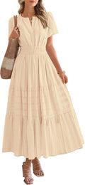 Womens Summer 2025 Boho Midi Maxi Dress - Flattering Lightweight Fit