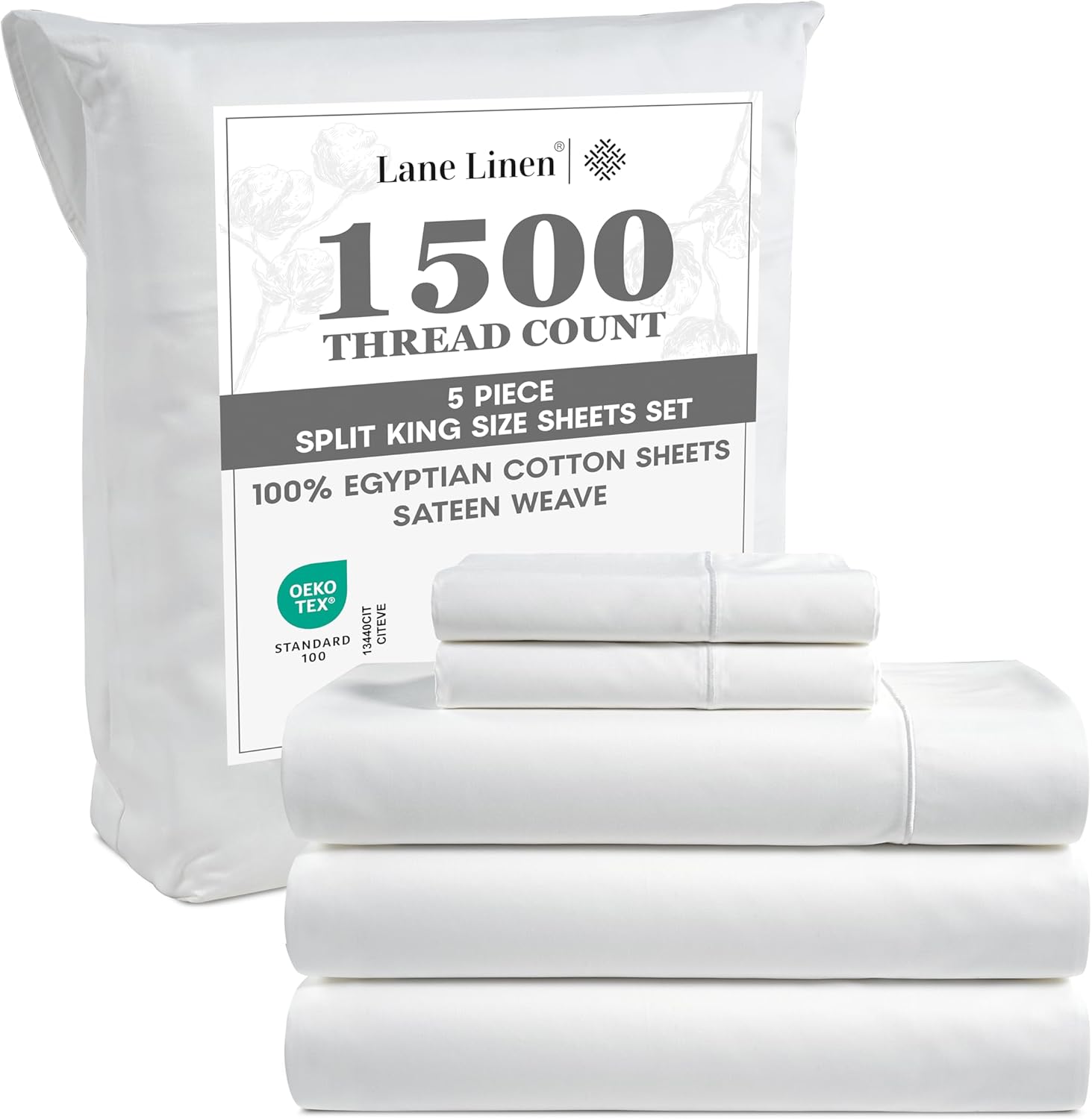 100% Egyptian Cotton Split King Sheets Set for Adjustable Beds