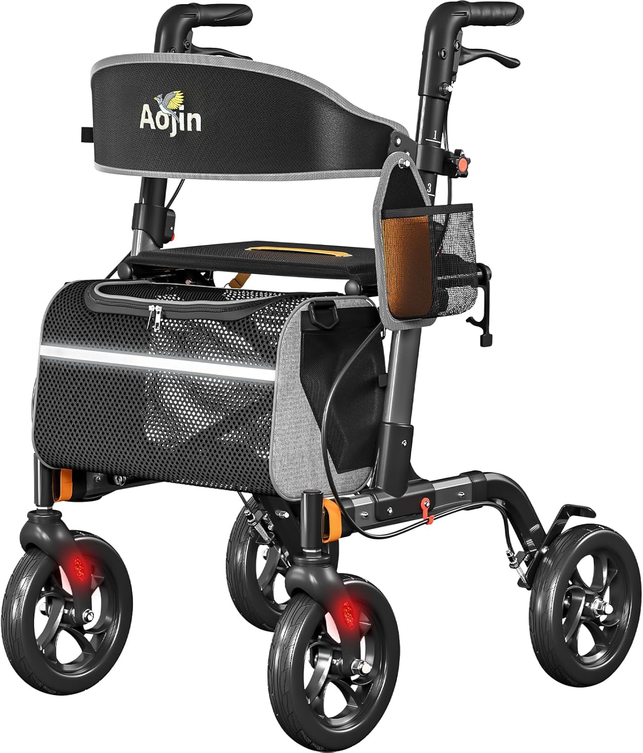 Rollator Walker with Seat for Seniors, 350 lb Capacity, Gray