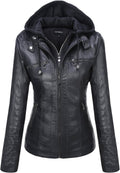 Tanming Womens Faux Leather Hooded Moto Biker Jacket - Stylish Warm it