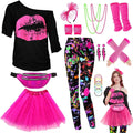 80s Outfit Women Costume Accessories Set - 25PCS Neon Party Kit