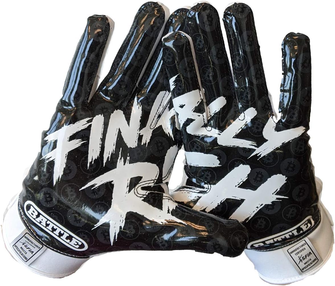 Battle Sports Back of Hand Wide Receiver Football Gloves for Grip