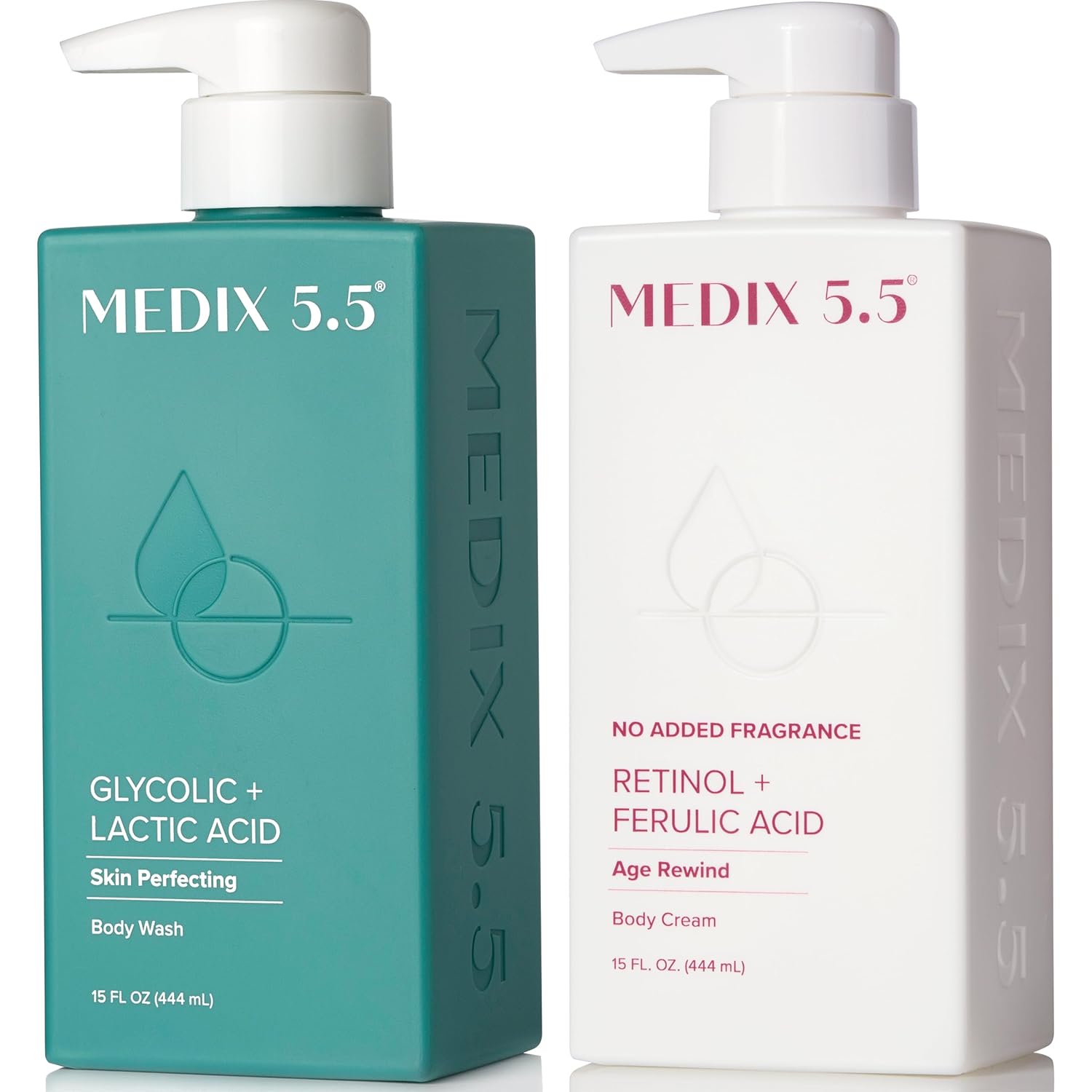 Exfoliating Glycolic Acid Body Wash & Retinol Lotion Set for Skin