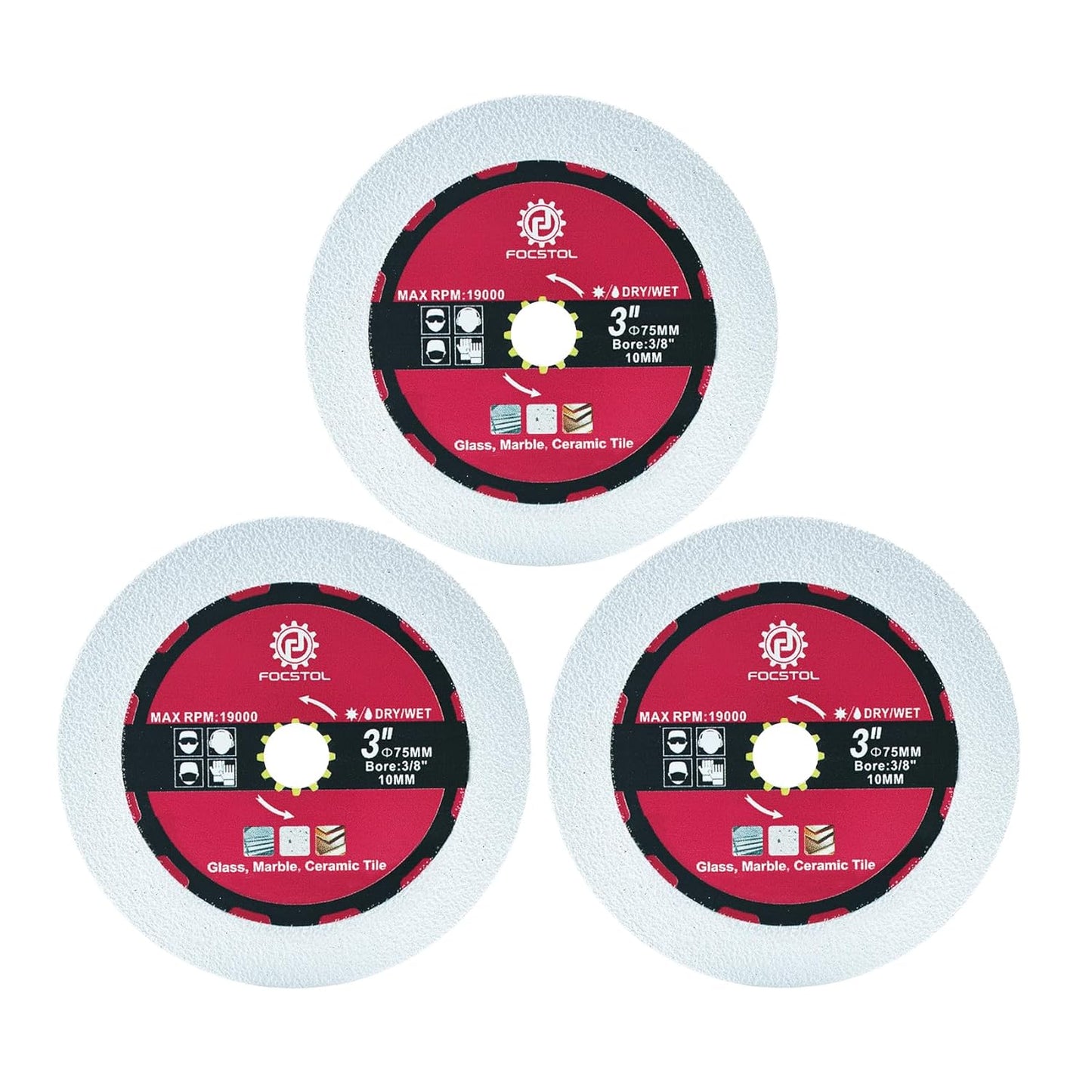 Precision Cutting Power: 3pcs 3'' Diamond Glass Disc Set by FOCSTOL