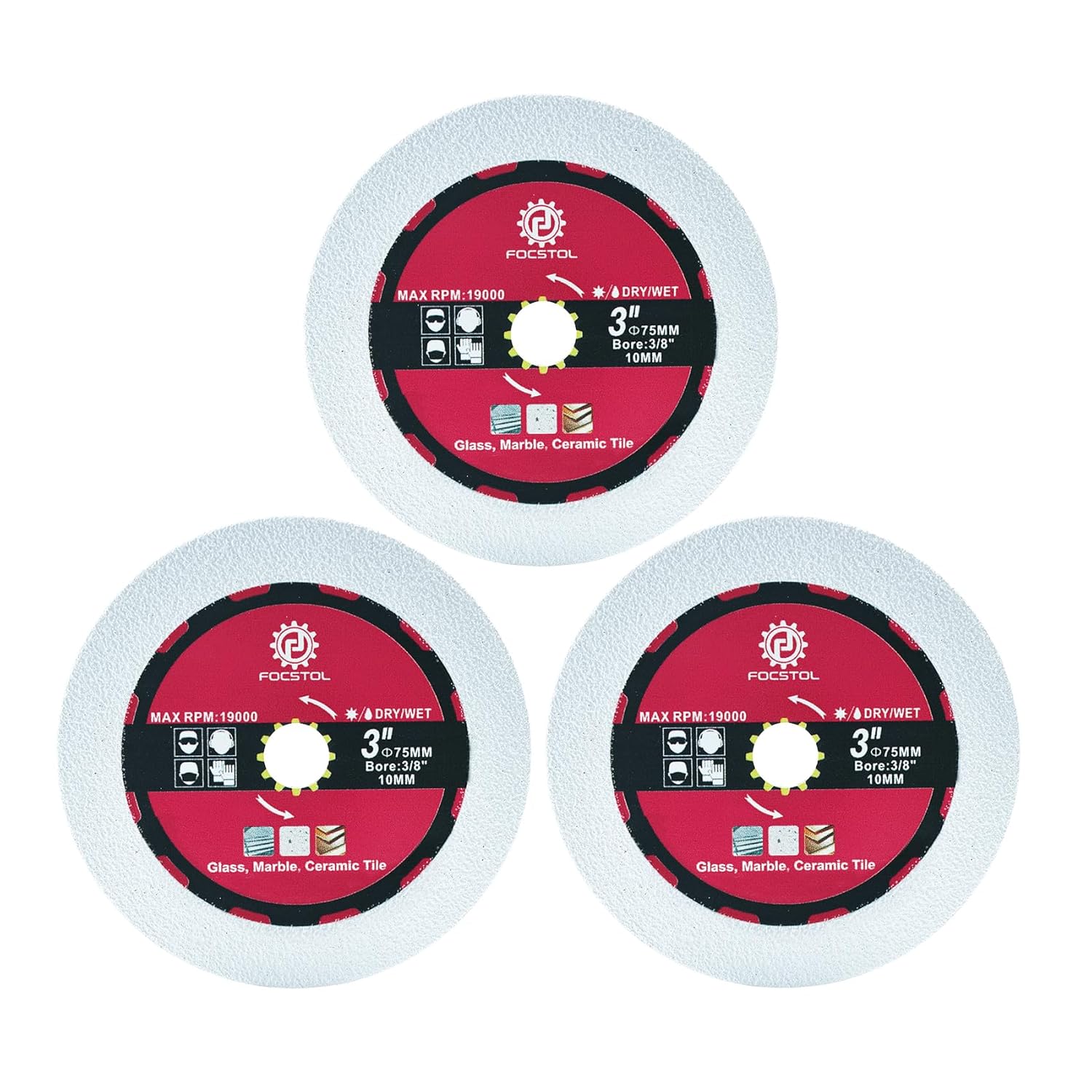 Precision Cutting Power: 3pcs 3'' Diamond Glass Disc Set by FOCSTOL