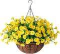 Artificial Hanging Flowers Basket with Morning Glory - Realistic Fall