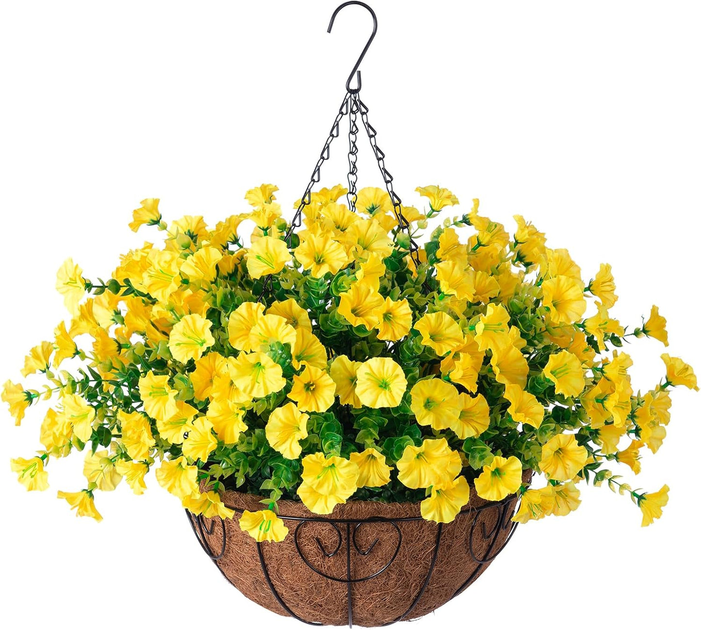 Artificial Fall Flowers Hanging Basket for Outdoor Decoration