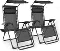 Zero Gravity Chairs Set of 2 Outdoor Recliner with Canopy - Portable