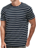 Men's Crewneck Striped T-Shirt in Soft Cotton Blend - Size Guide