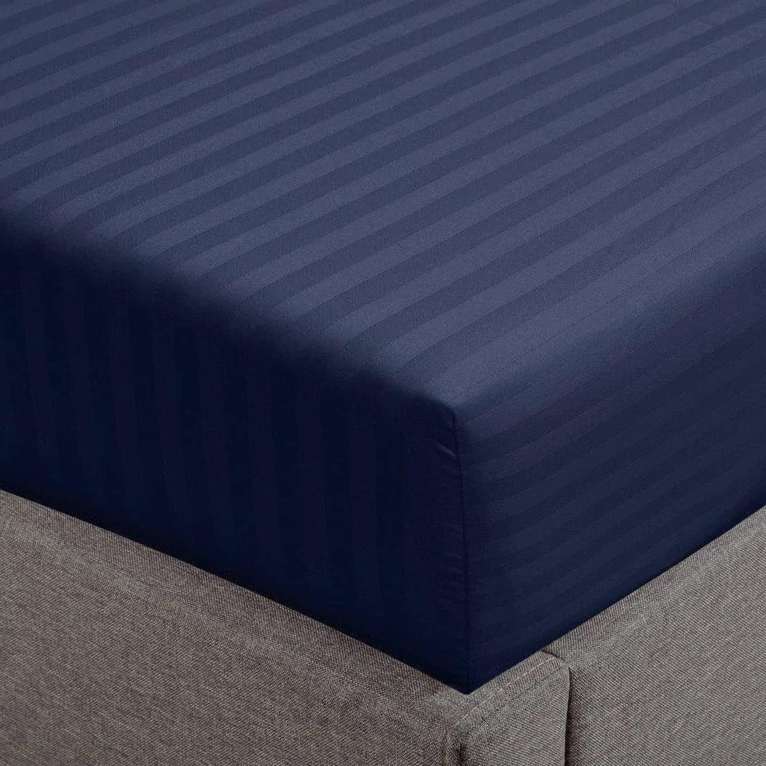 King Size Fitted Sheet in Dark Blue - 100% Cotton Luxury