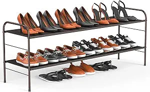 Coonoor 2-Tier Long Shoe Rack Storage for Wide Shoe Organizer