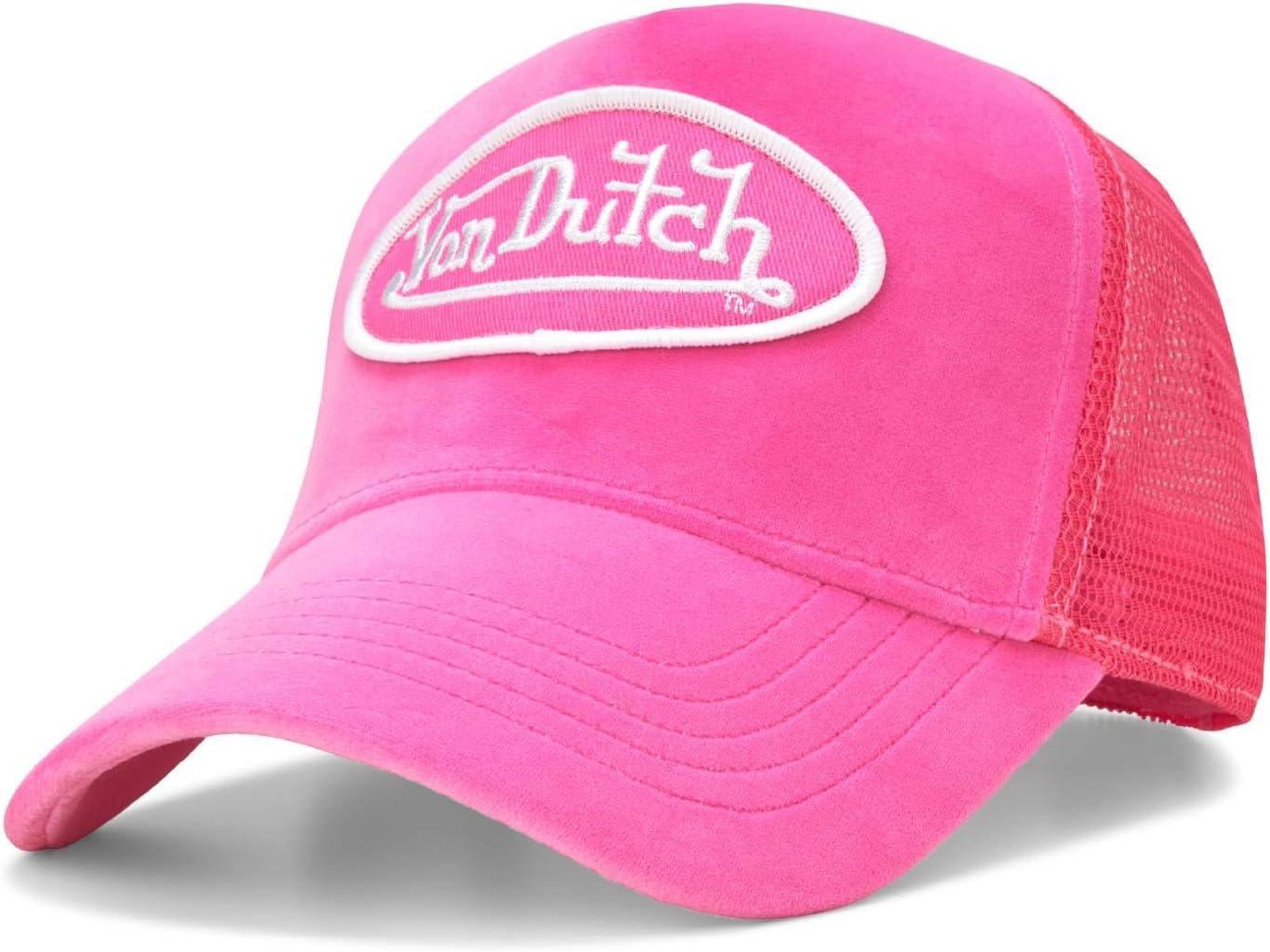 Von Dutch Unisex Trucker Hat - Plush Curved Bill Mesh Back
