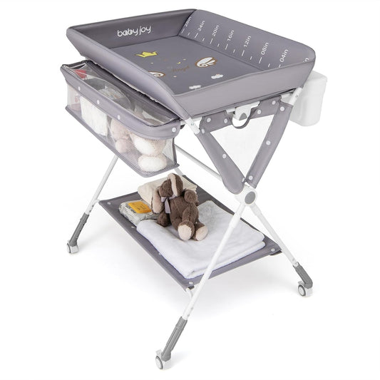 Portable Baby Changing Table with Adjustable Height and Wheels
