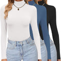 Ekouaer Women's Turtleneck Shirts 3 Pack Long Sleeve Tops