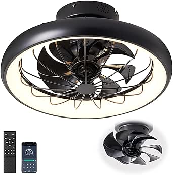 SUKACI Ceiling Fan with LED Light: Modern Bladeless Design