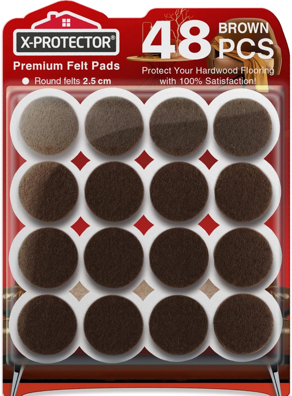 X-Protector 48 Premium Chair Felts - Hardwood Floor Protection!