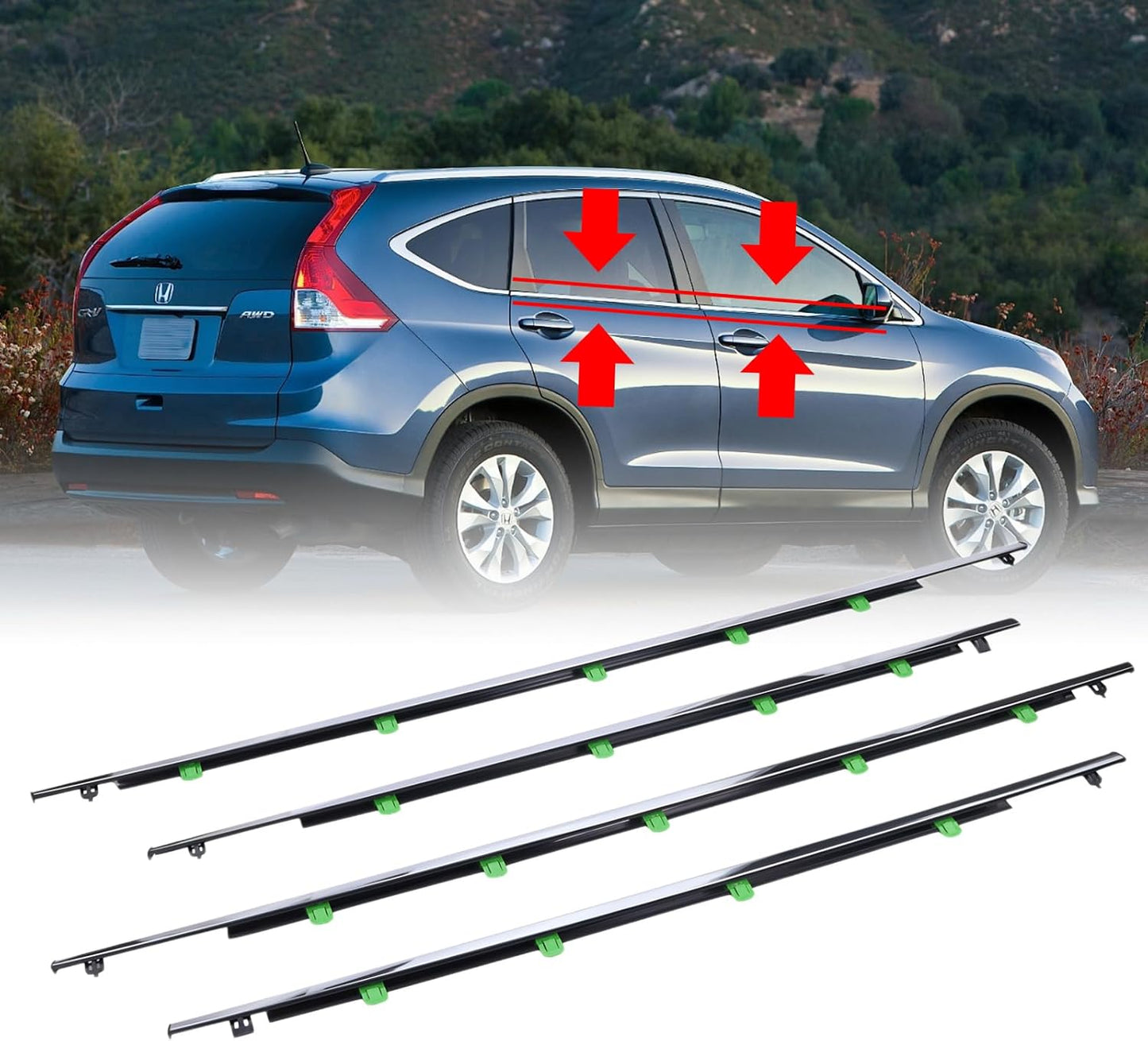 4Pcs Weatherstrip Window Moulding Trim Seal for Honda CRV