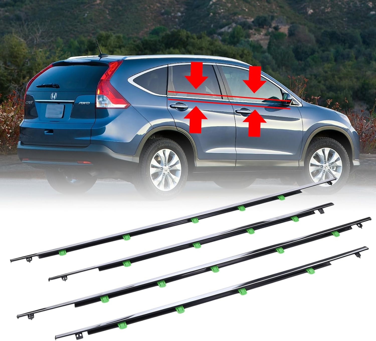 4Pcs Weatherstrip Window Moulding Trim Seal for Honda CRV