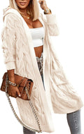 Winter Fall Cardigan Sweaters for Women Open Front Hooded Long Coat