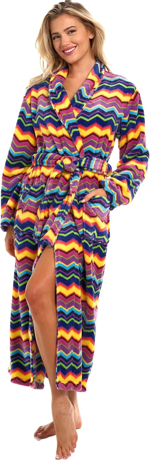 Plush Robe for Women - Long Fleece Winter Bath Robe, Plus Size