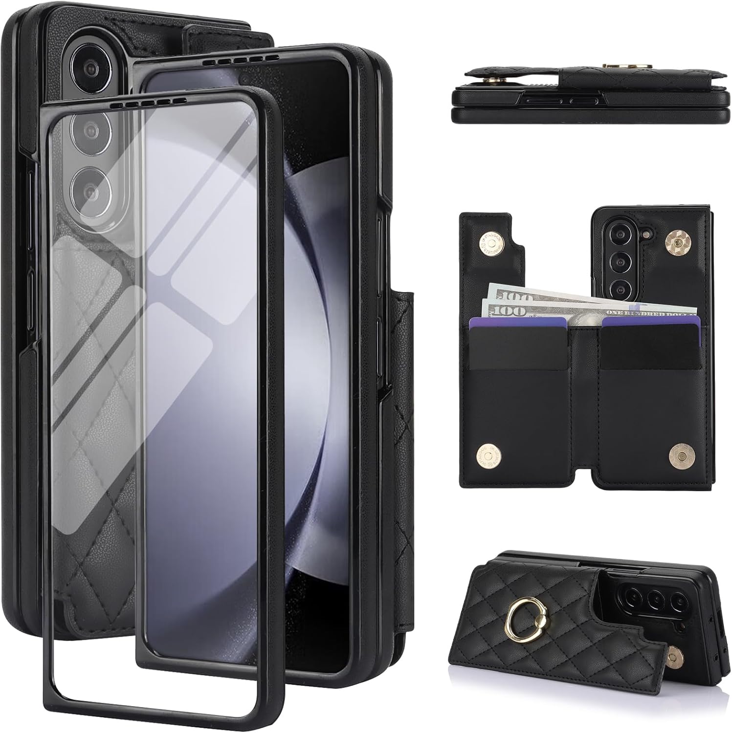 Samsung Galaxy Z Fold 7 Wallet Case with Ring and Card Slots