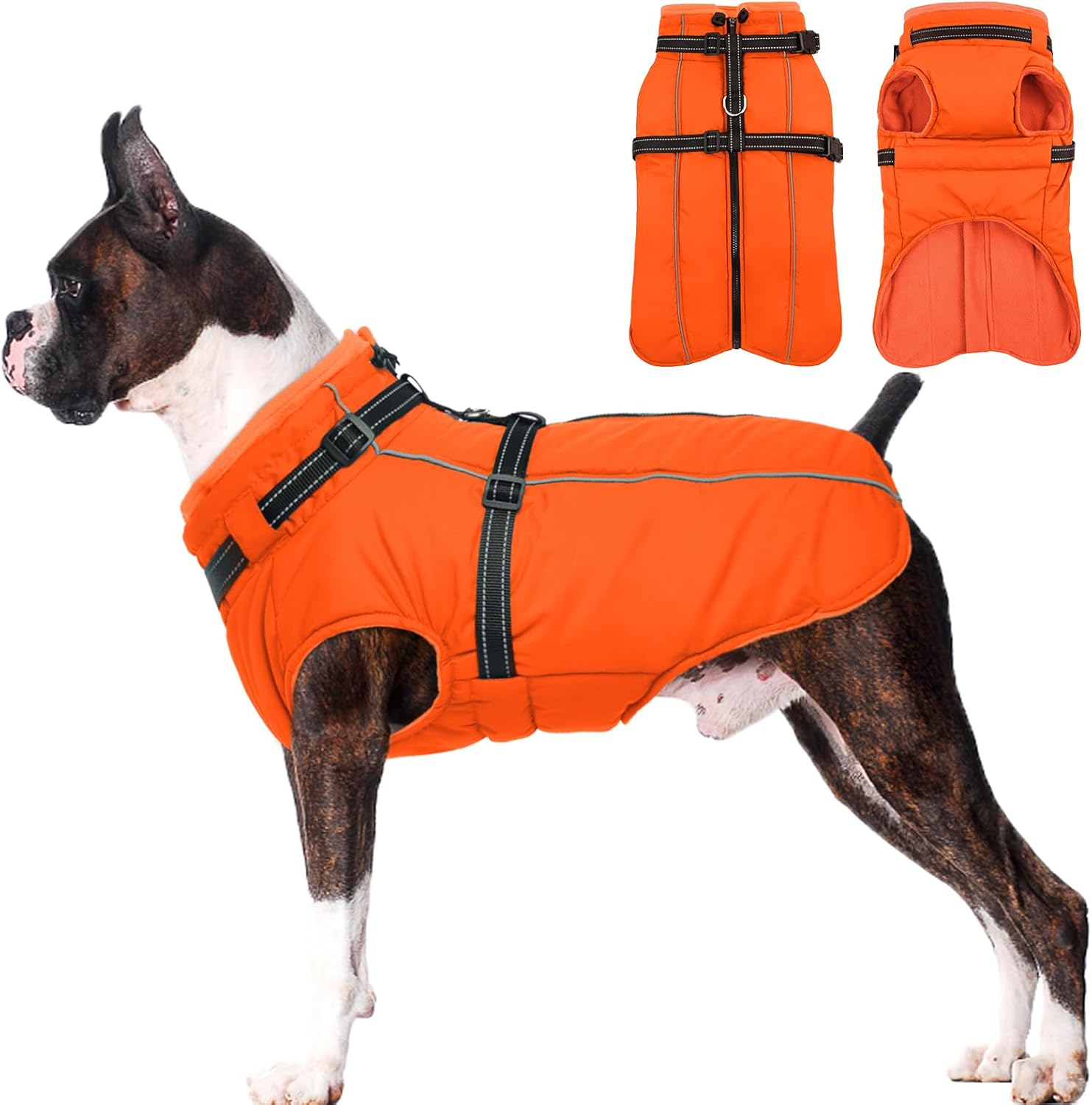 Lelepet Dog Winter Coat Waterproof Jacket with Built-in Harness