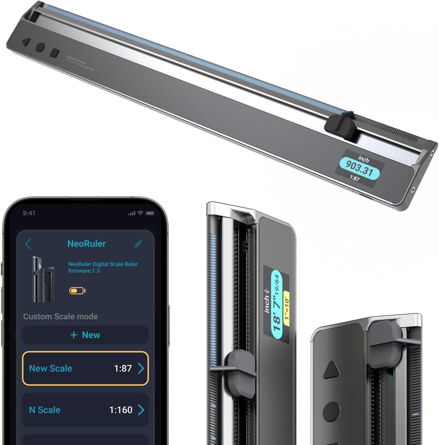 HOZO NeoRuler Digital Scale Ruler: 12 inch Smart Precision Tool