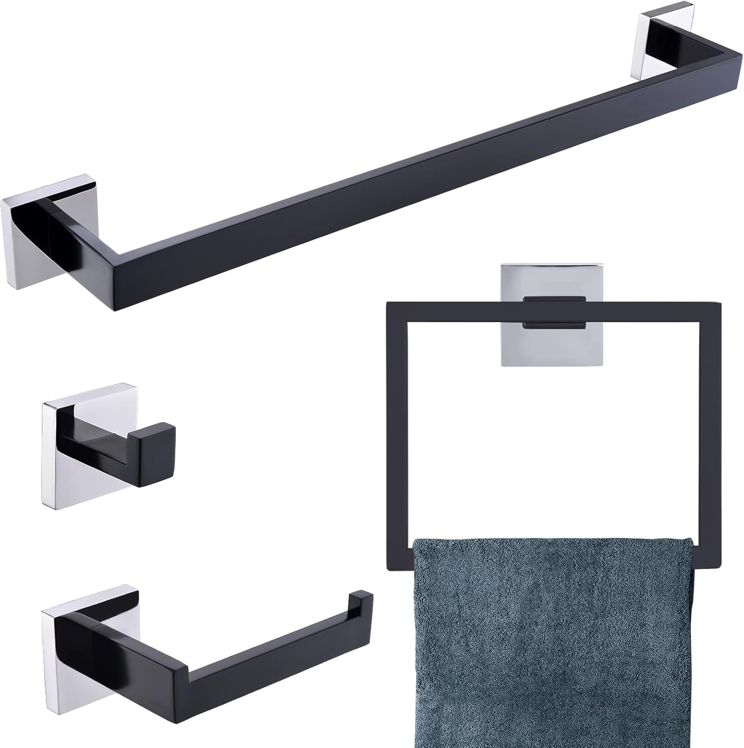 Stainless Steel Bathroom Towel Bar Holder Set for Modern Homes