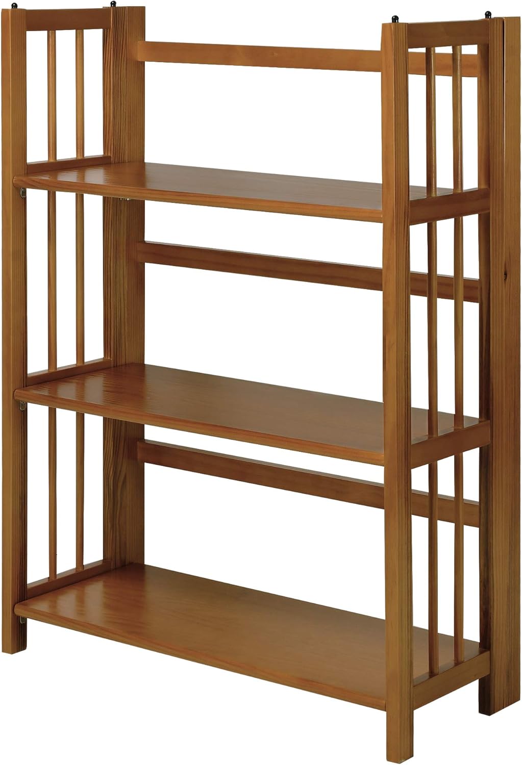 3-Shelf Stackable Bookcase with Solid Wood and Chestnut Finish