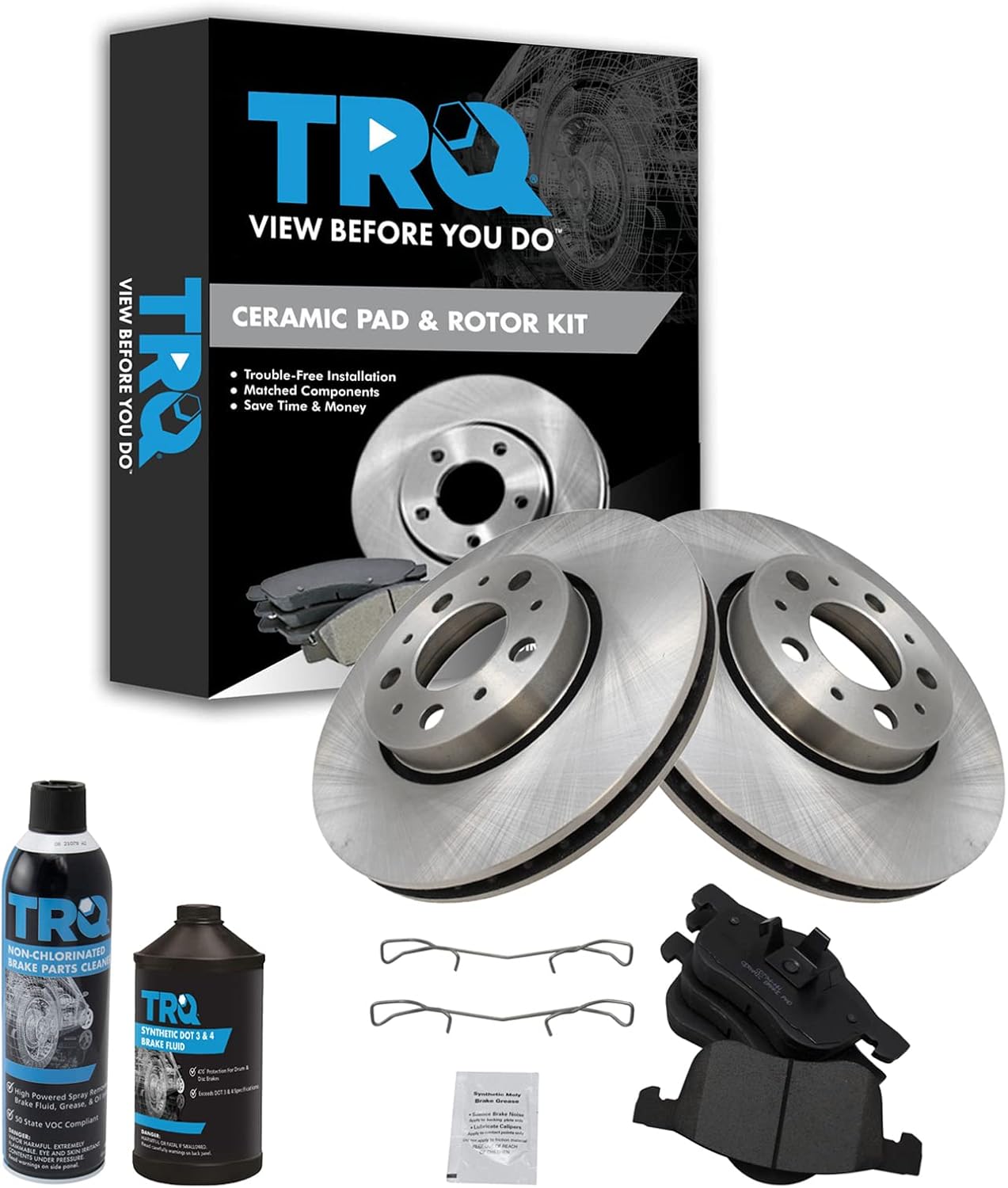 TRQ Front Brake Pad & Rotor Kit for Volvo S60, S80, V70, XC70