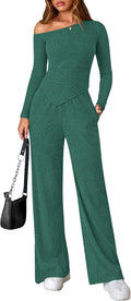 Fall Two Piece Sets For Women Off Shoulder Knit Lounge Set - Stylish