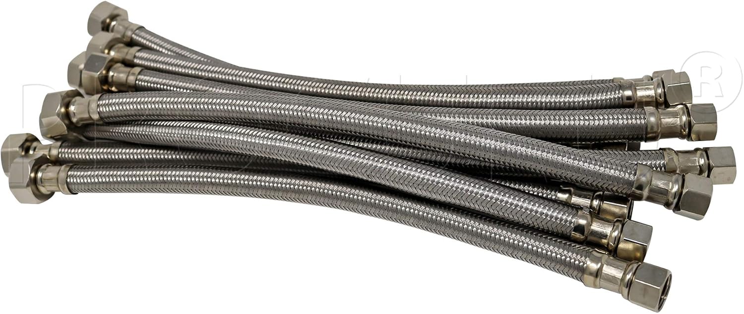 PROCURU 24-Inch Faucet Hose - 10-Pack Stainless Steel Supply Line