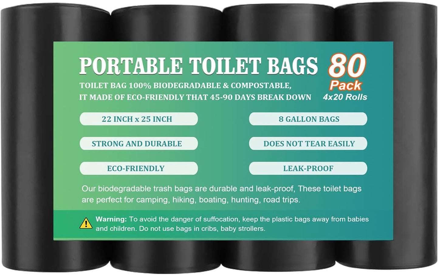 TAGLUMO Camping Toilet Bags for 5 Gallon Bucket - 80 Pack