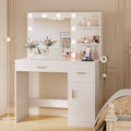 35.4 in Vanity Desk with LED Mirror & Power Outlet - Makeup