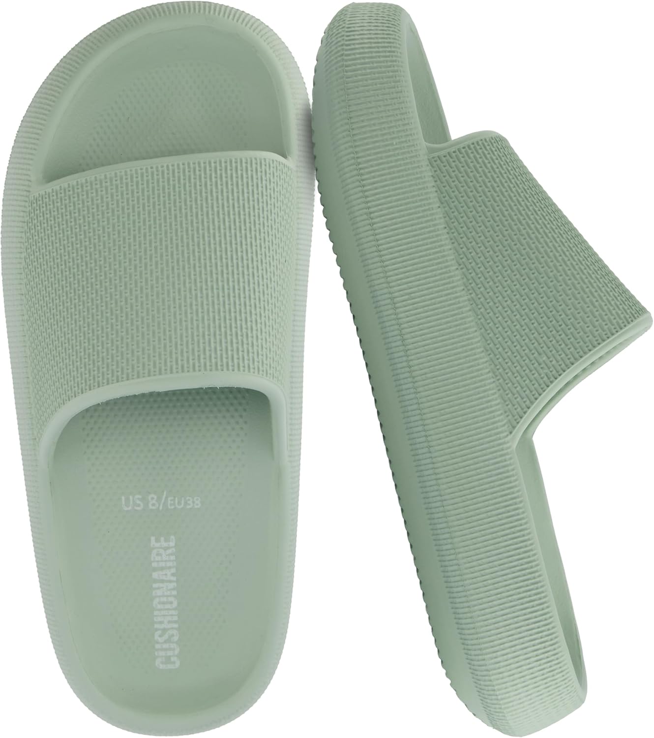 CUSHIONAIRE Feather EVA Slides for Women - Comfortable Slip On