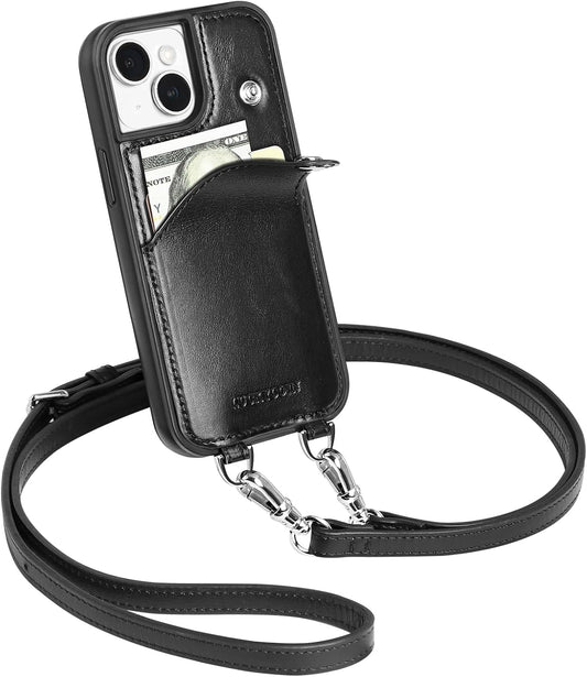 LUCKYCOIN Crossbody Wallet Phone Case for iPhone 13 Mini