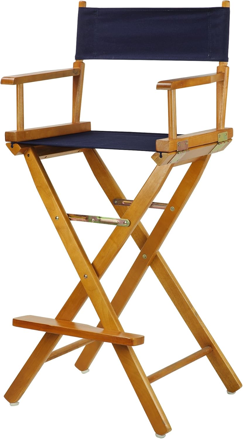 Casual Home 30in Director's Chair with Honey Oak Frame and Navy Canvas