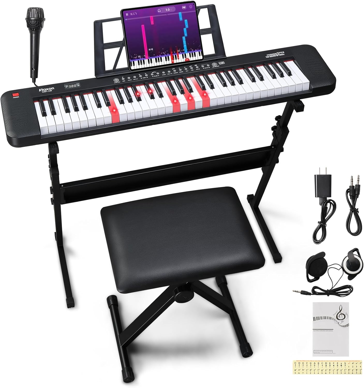 61 Key Light Up Keyboard Piano Set - Everything Included!